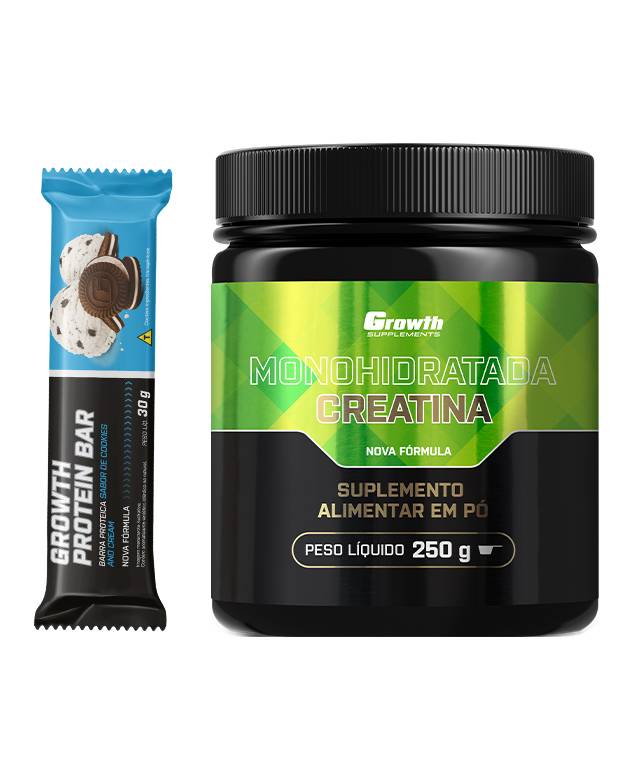 Kit Creatina Monohidratada 250g + Barra de Proteína 30g Display 12 UN