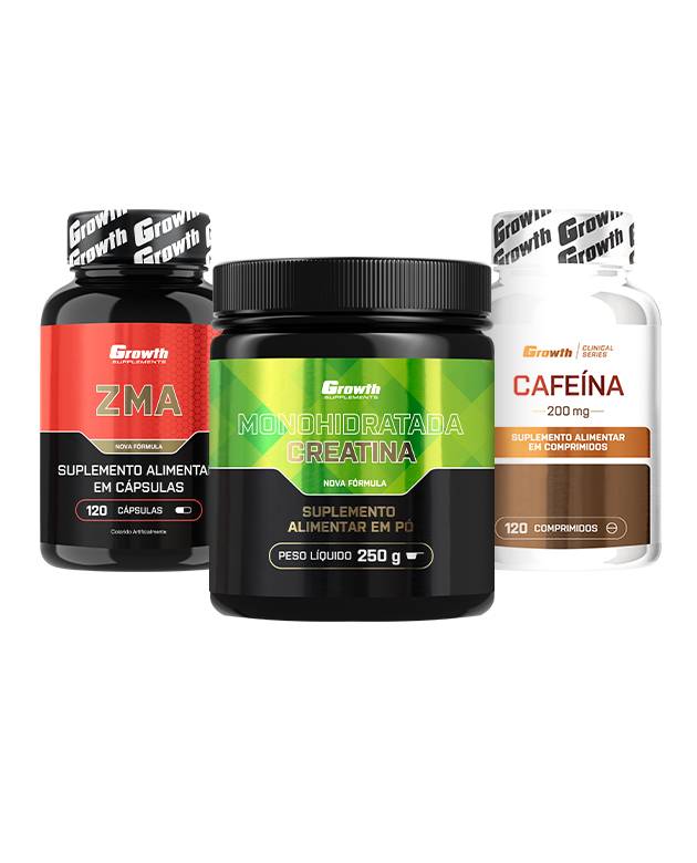 Kit Iniciantes - Cafeína 200mg 120 comp + ZMA 120 caps + Creatina Monohidratada 250g